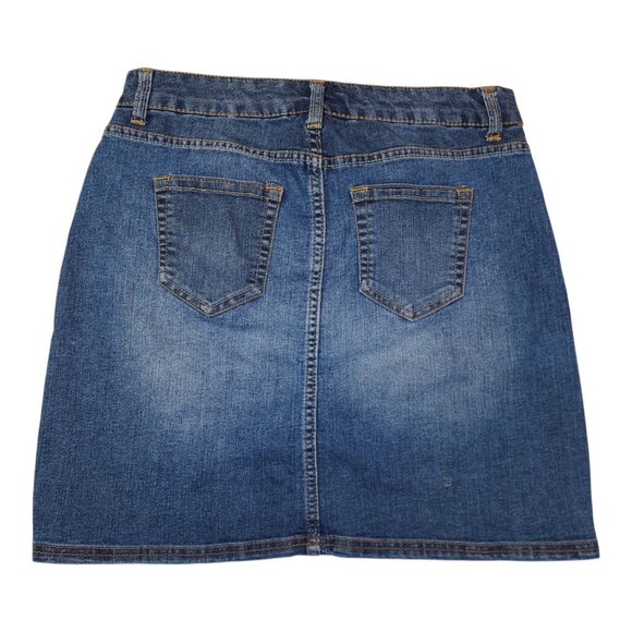 Bit & Bridle Womens Denim Mini Skirt Size 4 Blue Cotton Blend Stretch - Picture 3 of 9